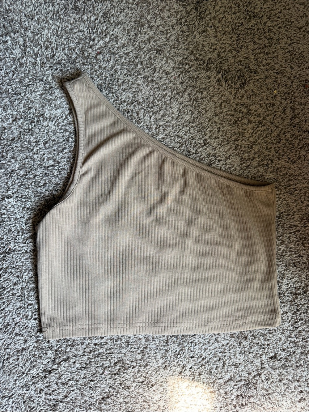 SHEIN One-Shoulder Ribbed Crop Top - Beige